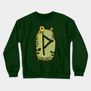 Wunjo Rune Flowery Design Crewneck Sweatshirt